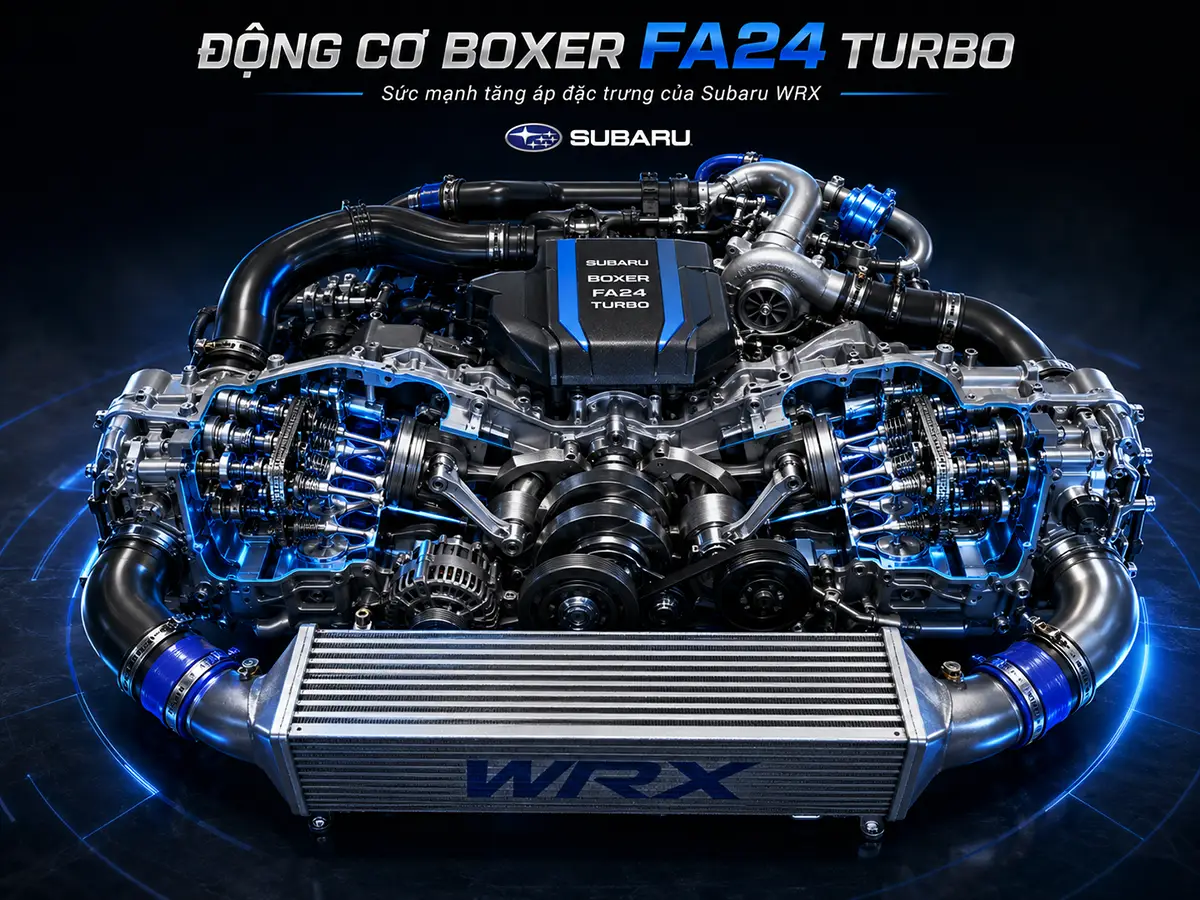 Động cơ Boxer Subaru với cấu trúc nằm ngang đối xứng