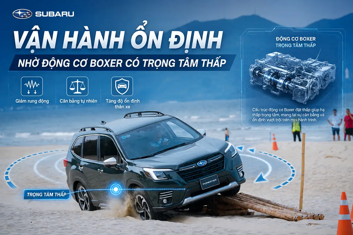 Subaru vận hành ổn định nhờ động cơ Boxer có trọng tâm thấp