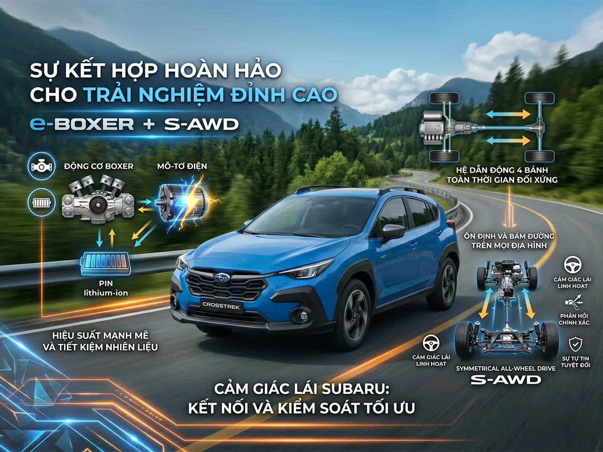 Subaru e-Boxer kết hợp S-AWD tăng sự ổn định khi vận hành