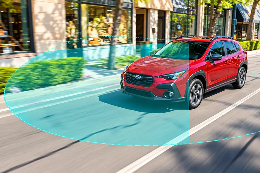 Minh họa vùng quan sát của camera EyeSight 4.0 phía trước Subaru Crosstrek