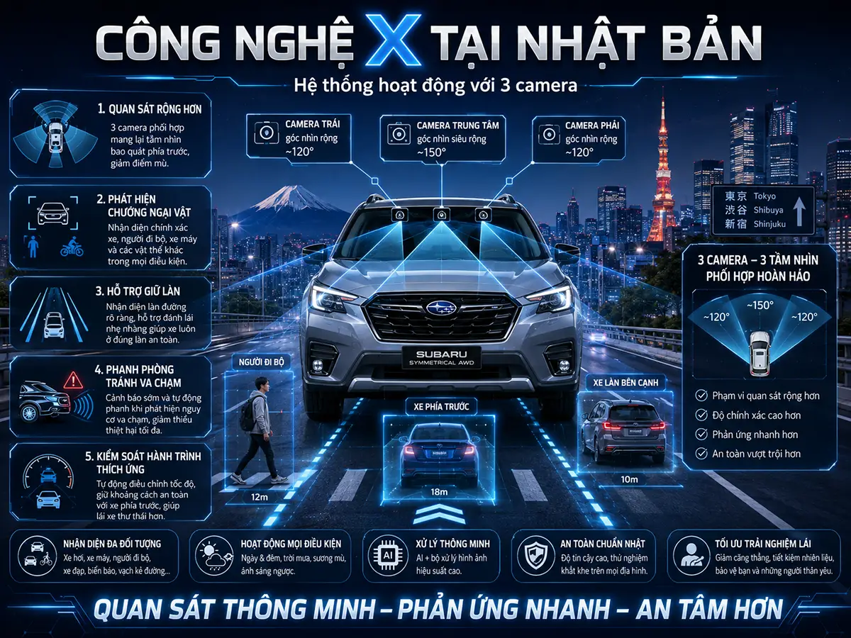 Camera Subaru EyeSight hỗ trợ quan sát phía trước xe