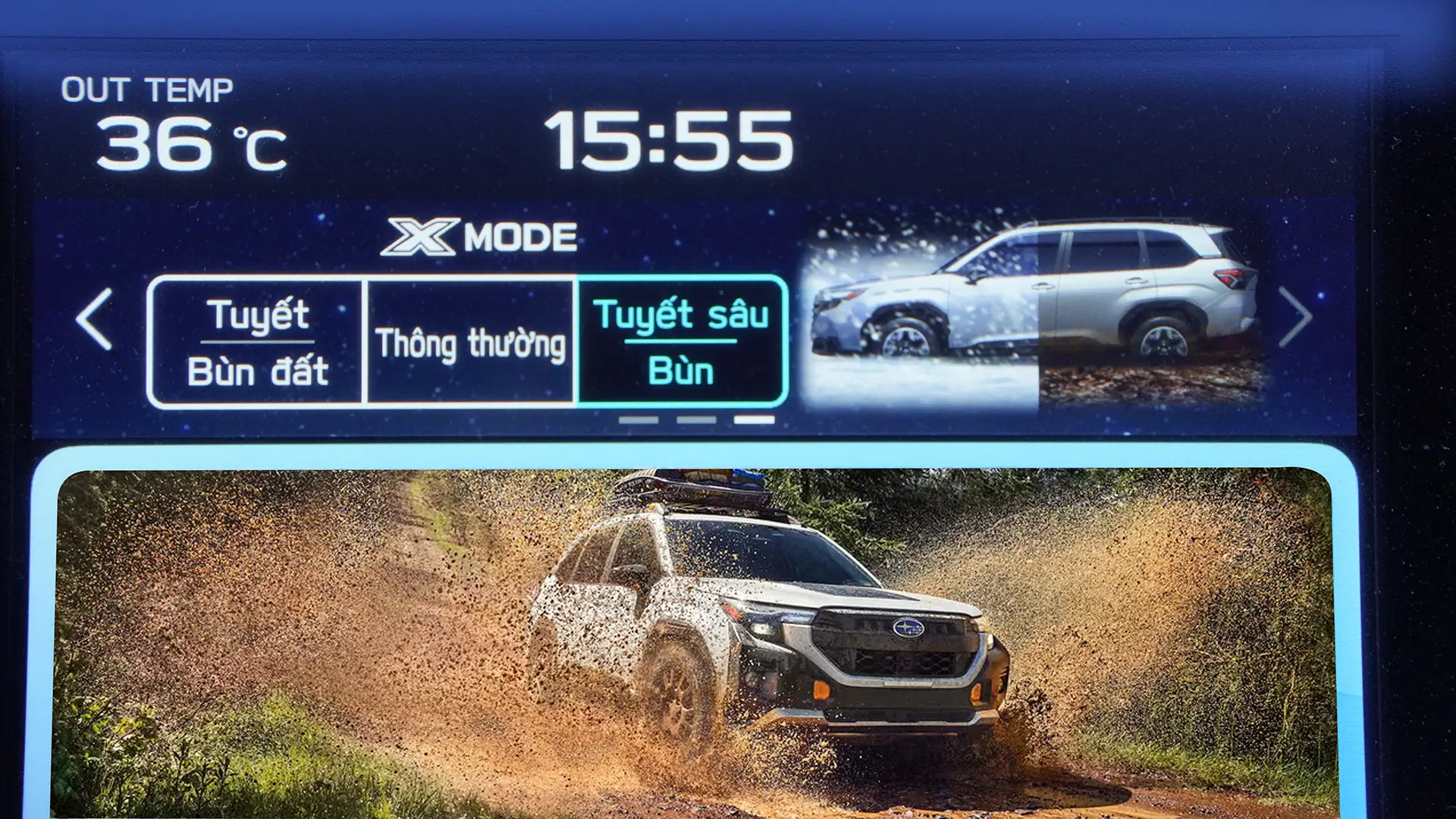 Subaru Forester 2026 S-AWD và X-MODE hỗ trợ vận hành trên đường trơn và đường xấu