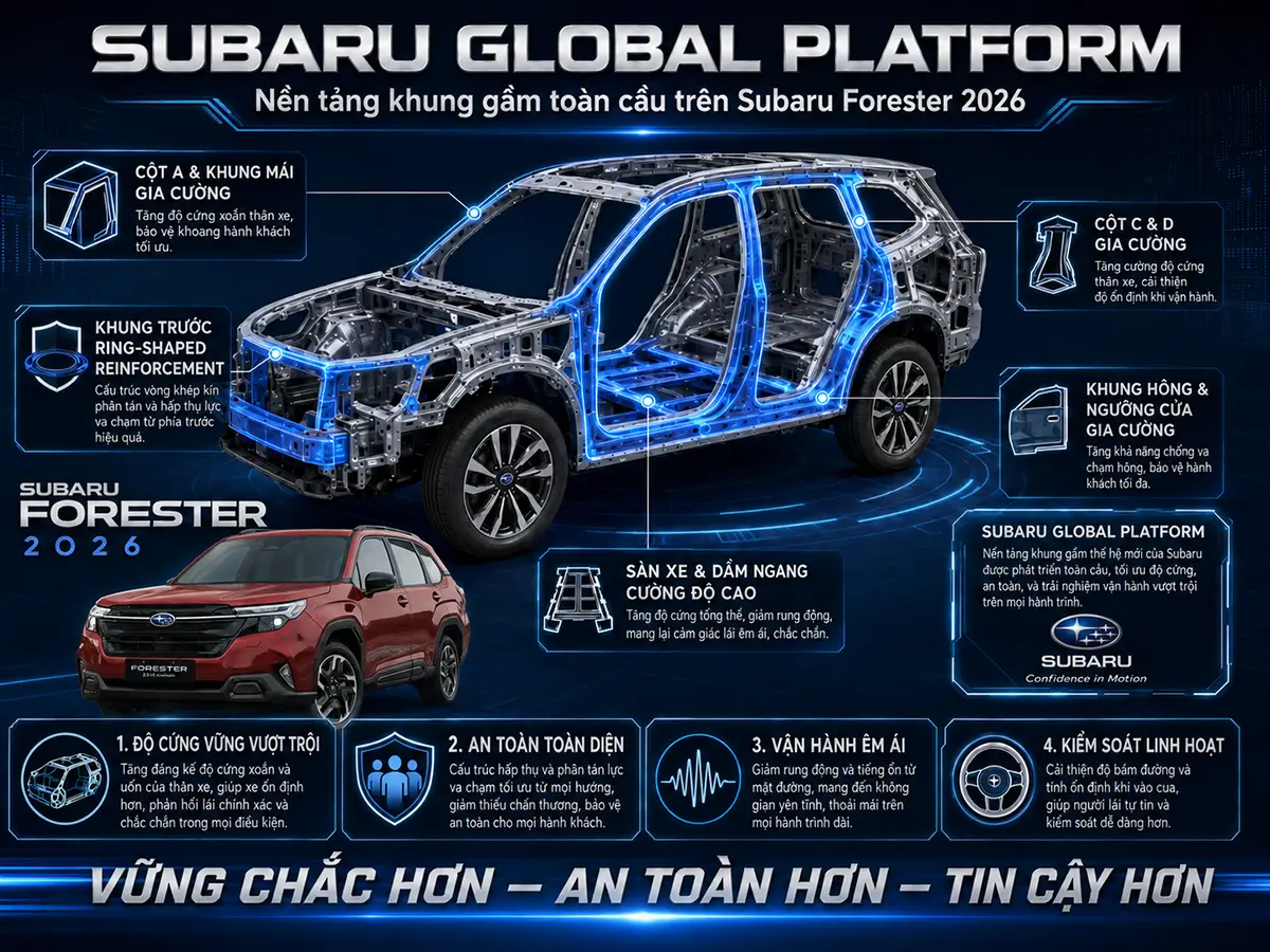 Minh họa nền tảng khung gầm toàn cầu Subaru Global Platform
