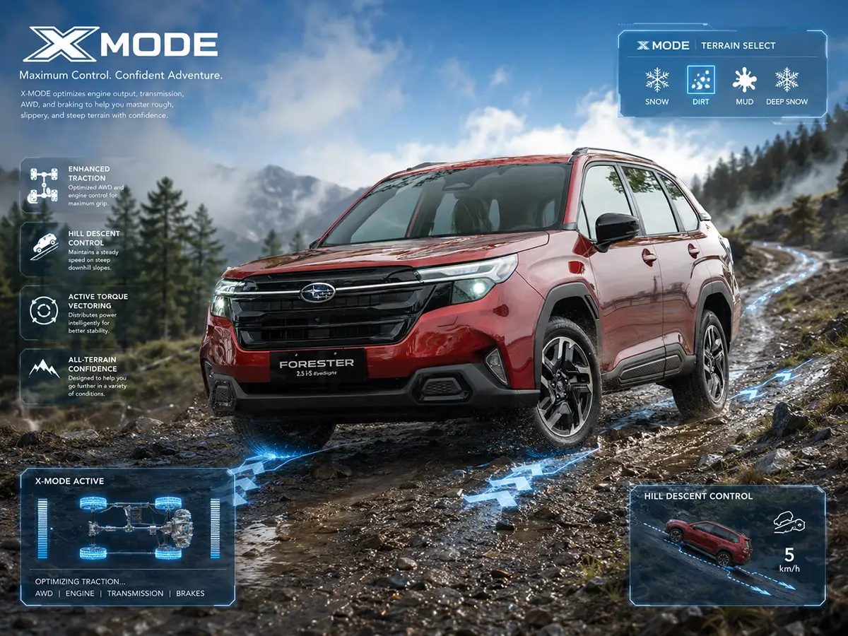 Subaru X-Mode hỗ trợ xe di chuyển trên đường dốc và mặt đường trơn