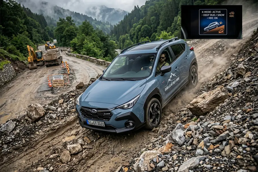 X-Mode Subaru hỗ trợ đổ dốc
